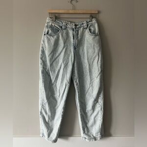 Fourth & Bay Light Wash Cropped Barrel Jeans Size 6 High Rise Straight Utility